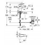 Смеситель для раковины GROHE BauEdge с рычажным донным клапаном, S-Size, хром 
