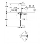 Смеситель для раковины GROHE Essence, S-size, темный графит матовый 
