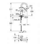 Смеситель для раковины GROHE Eurosmart с цепочкой, L-Size, хром 