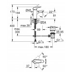 Смеситель для раковины GROHE BauFlow с донным клапаном, S-Size, хром 
