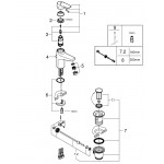 Смеситель для раковины GROHE BauFlow с донным клапаном, S-Size, хром 