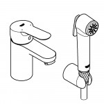 Смеситель для раковины GROHE BauEdge с цепочкой и гигиеническим душем, S-Size, хром 