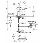 Смеситель для раковины GROHE BauEdge, с донным клапаном, L-Size, хром 