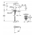 Смеситель для раковины GROHE Essence с нажимным донным клапаном, S-Size, хром 