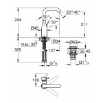 Смеситель для раковины GROHE Essence с нажимным донным клапаном, L-Size, хром 
