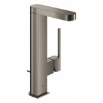 Смеситель для раковины GROHE Plus с донным клапаном и вытяжным изливом, темный графит матовый 