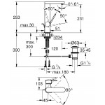 Смеситель для раковины GROHE Plus с донным клапаном, L-Size, суперсталь 