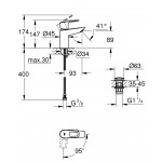 Смеситель для раковины GROHE BauLoop с нажимным донным клапаном, S-Size, хром 