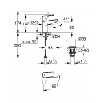 Смеситель для раковины GROHE BauEdge с нажимным донным клапаном, S-Size, хром 