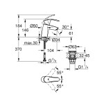 Смеситель для раковины GROHE Eurosmart с нажимным донным клапаном, S-Size, хром 
