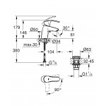 Смеситель для раковины GROHE Eurosmart с энергосберегающим картриджем, S-size, хром 