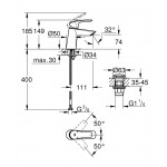 Смеситель для раковины GROHE Eurosmart, S-Size, хром 
