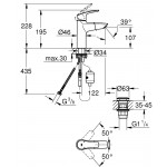 Смеситель для раковины GROHE Eurosmart, M-Size, хром 