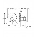 Внешняя часть смесителя для ванны GROHE Atrio на 2 потребителя, холодный рассвет глянец 
