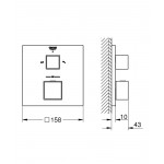 Внешняя часть термостата для ванны GROHE Grohtherm Cube на 2 потребителя, суперсталь (24155DC0)