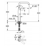 Смеситель для раковины GROHE Essence без донного клапана, XL-Size, темный графит глянец 