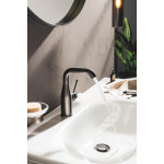 Смеситель для раковины GROHE Essence с донным клапаном, M-Size, темный графит матовый 