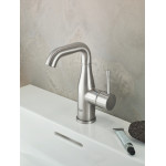 Смеситель для раковины GROHE Essence с донным клапаном, M-Size, суперсталь 