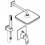 Готовый комплект для ванной комнаты GROHE Eurocube, с верхним душем Tempesta 250 Cube, хром 