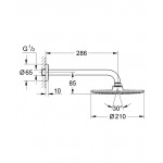 Верхний душ с кронштейном GROHE Rainshower Cosmopolitan Metal, диаметр 210 мм, хром 