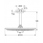 Верхний душ с кронштейном GROHE Rainshower Cosmopolitan Metal, диаметр 310 мм, потолочный кронштейн, хром 