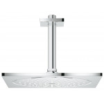 Верхний душ с кронштейном GROHE Rainshower F-series, 254х254 мм, потолочный кронштейн, с ограничением расхода воды, хром 