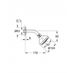 Верхний душ GROHE New Tempesta 100 III с душевым кронштейном, хром 