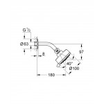 Верхний душ GROHE New Tempesta Cosmopolitan 100 III с кронштейном, хром 