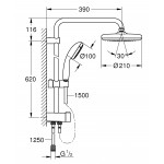 Душевая система Flex наружного монтажа с переключателем, GROHE Tempesta System 210, хром