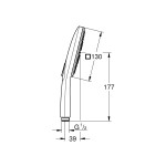 Ручной душ GROHE Rainshower SmartActive 130 Cube, 3 вида струй, белая луна 