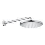 Верхний душ GROHE Tempesta 250, круглый (низ-хром, верх-белый) + Душевой кронштейн 380 мм, хром 