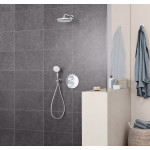 Верхний душ GROHE Tempesta 250, круглый (низ-хром, верх-белый) + Душевой кронштейн 380 мм, хром 