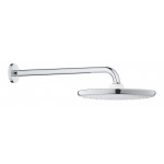Верхний душ GROHE Tempesta 250, круглый (низ-хром, верх-белый) + Душевой кронштейн 380 мм, хром 