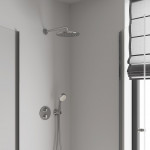Верхний душ GROHE Tempesta 250, круглый (низ-хром, верх-белый) + Душевой кронштейн 380 мм, хром 