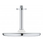 Верхний душ GROHE Tempesta 250, круглый (низ-хром, верх-белый) + Душевой кронштейн потолочный 142 мм, хром (26669000)