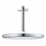 Верхний душ GROHE Tempesta 250, круглый (низ-хром, верх-белый) + Душевой кронштейн потолочный 142 мм, хром (26669000)
