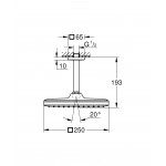 Верхний душ GROHE Tempesta 250 CUBE, квадратный + Душевой кронштейн потолочный 142 мм, хром 