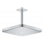 Верхний душ GROHE Tempesta CUBE 250, квадратный (низ-хром, верх-белый) + Душевой кронштейн потолочный 142 мм, хром (26688000)