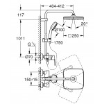 Душевая система GROHE Tempesta Cosmopolitan 250 CUBE с однорычажным смесителем, хром 