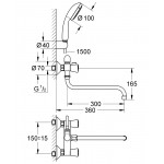 Смеситель для ванны GROHE Costa S универсальный, с душевым гарнитуром, хром (2679210A)