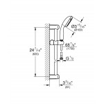 Душевой гарнитур GROHE New Tempesta 100, ручной душ, душевая штанга 600 мм и шланг, хром 