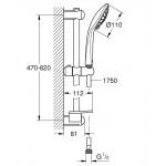 Душевой гарнитур GROHE Euphoria (ручной душ, штанга 600 мм, шланг 1500 мм), хром 