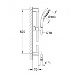 Душевой гарнитур, 3 вида струй, GROHE New Tempesta Cosmopolitan 100, хром