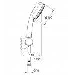 Душевой набор GROHE New Tempesta Cosmopolitan 100 III с регулируемым настенным держателем, 9,5 л/мин, хром 