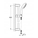 Душевой гарнитур GROHE Tempesta New IV, штанга 600 мм, хром 
