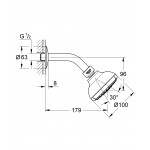 Комплект верхнего душа GROHE Tempesta New IV с кронштейном, 9,5 л/мин, хром (27870001)