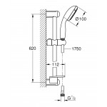 Душевой гарнитур GROHE Tempesta New с полочкой, душевая штанга 600 мм, хром (27926001)
