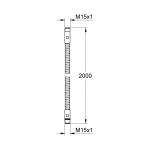 Душевой шланг GROHE 2000 мм, металлический, M15xM15, хром 