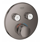 Внешняя часть термостата для ванны и душа GROHE Grohtherm SmartControl на 2 потребителя, круглая, темный графит глянец 