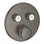 Внешняя часть термостата для ванны и душа GROHE Grohtherm SmartControl на 2 потребителя, круглая, темный графит матовый 